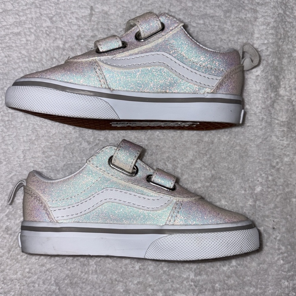 Vans Kids spring Sparkle double Strap Sneakers - Cream size 7 - Picture 5 of 8